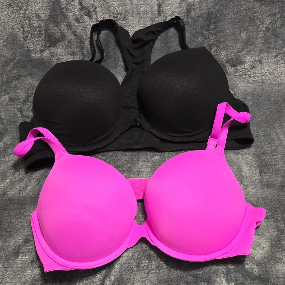 Victoria's Secret Black and Hot Pink Bra Duo
